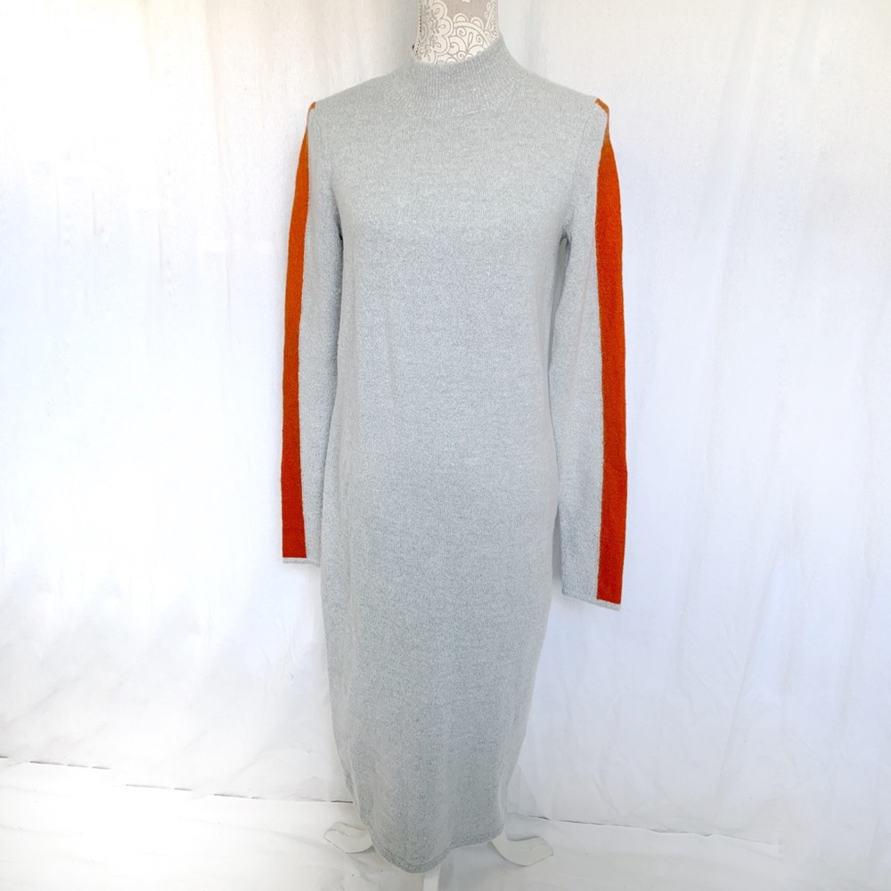 ASOS // NWT Orange Stripe Grey Mock Neck Midi Sweater Dress Sz 6 Tall